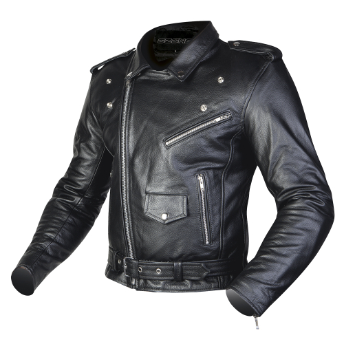 Kurtka motocyklowa skórzana ramoneska OZONE RAMONES BLACK